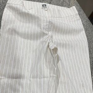 Anne Klein Cream and Tan Striped Pants